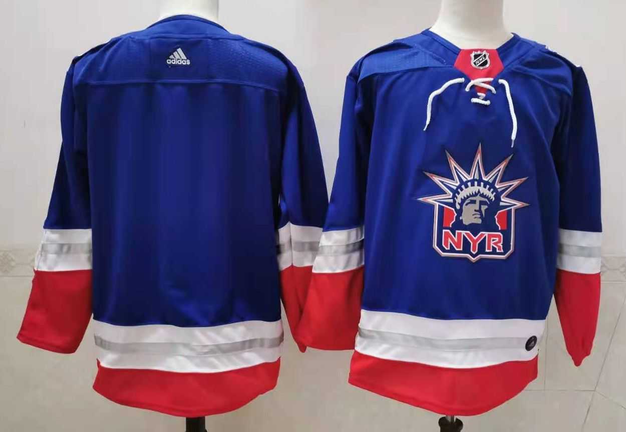 Men New York Rangers Blank Blue Authentic Stitched 2021 Adidias NHL Jersey